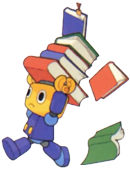 [Image of a Servbot carrying a stack of books]