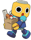 [Image of a Servbot holding a bag of supplies]